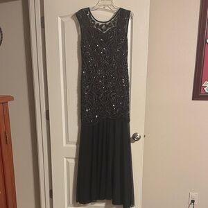 WORN ONCE Chic Black Beaded Maxi Dress